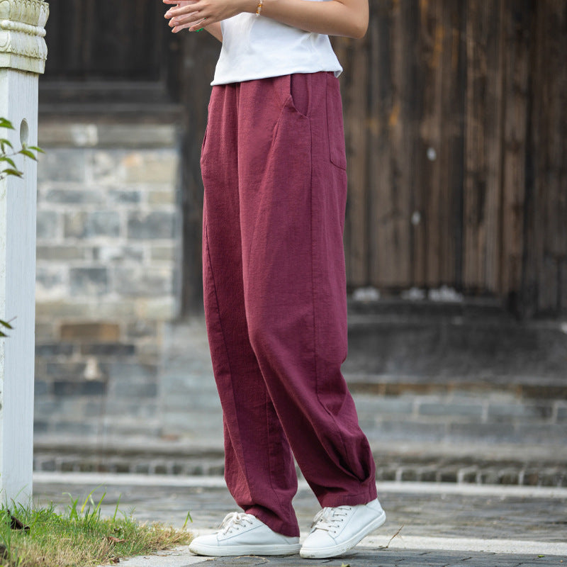 Summer/Winter Linen Pants, Loose Casual Elastic Waist Linen Pants