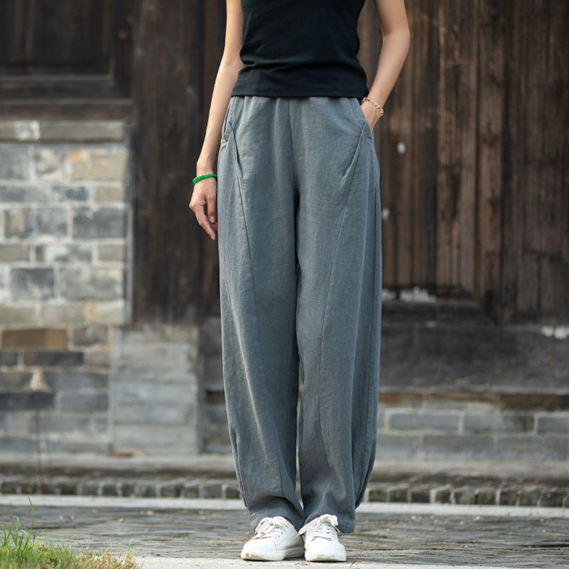 Summer/Winter Linen Pants, Loose Casual Elastic Waist Linen Pants