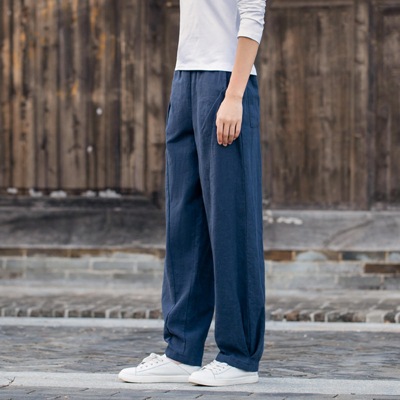 Summer/Winter Linen Pants, Loose Casual Elastic Waist Linen Pants