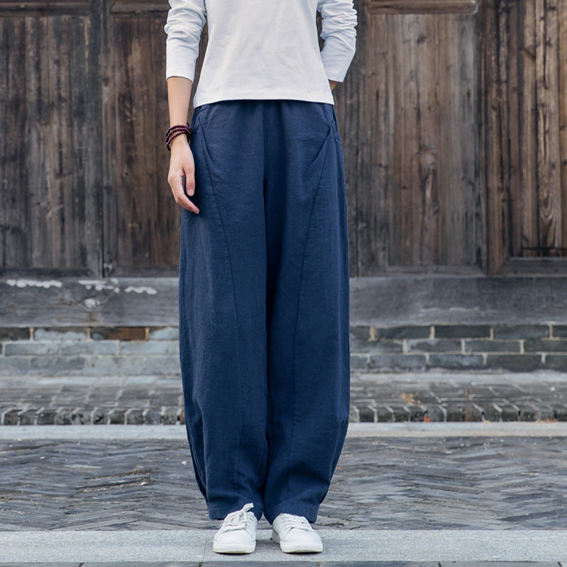 Summer/Winter Linen Pants, Loose Casual Elastic Waist Linen Pants