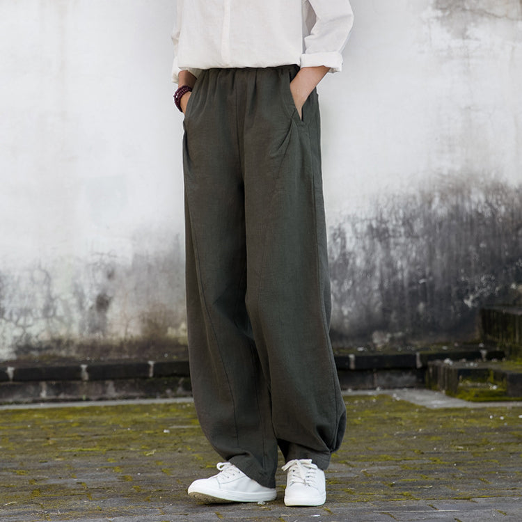 Summer/Winter Linen Pants, Loose Casual Elastic Waist Linen Pants