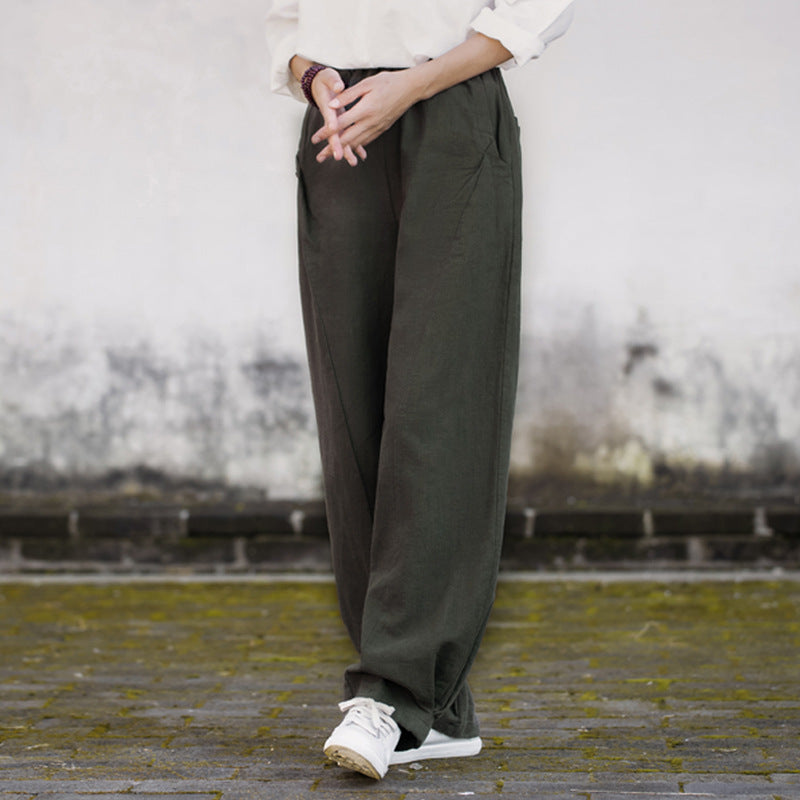 Summer/Winter Linen Pants, Loose Casual Elastic Waist Linen Pants