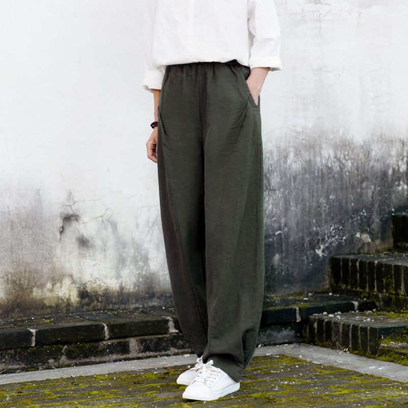 Summer/Winter Linen Pants, Loose Casual Elastic Waist Linen Pants