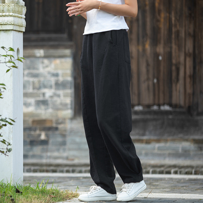 Summer/Winter Linen Pants, Loose Casual Elastic Waist Linen Pants