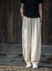 Women's Linen Pants, Loose Casual Elastic Waist Linen Pants