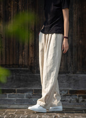 Women's Linen Pants, Loose Casual Elastic Waist Linen Pants