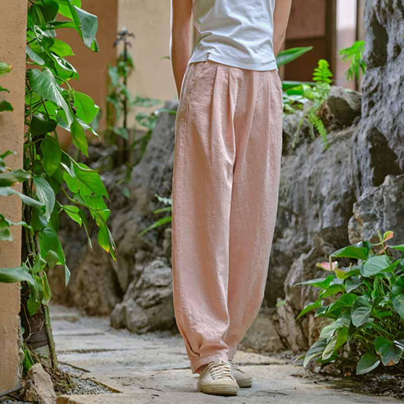 Women's Linen Pants, Loose Casual Elastic Waist Linen Pants