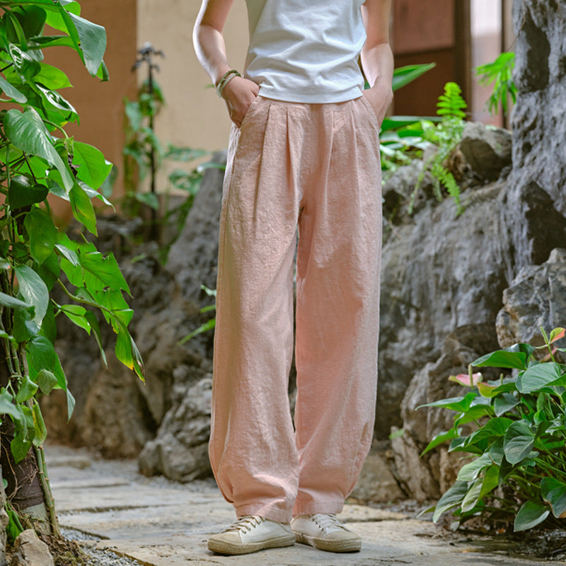 Women's Linen Pants, Loose Casual Elastic Waist Linen Pants