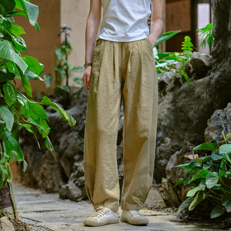 Women's Linen Pants, Loose Casual Elastic Waist Linen Pants