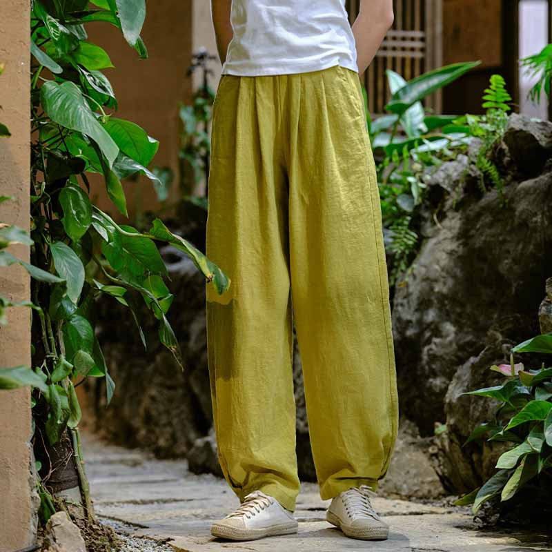 Women's Linen Pants, Loose Casual Elastic Waist Linen Pants