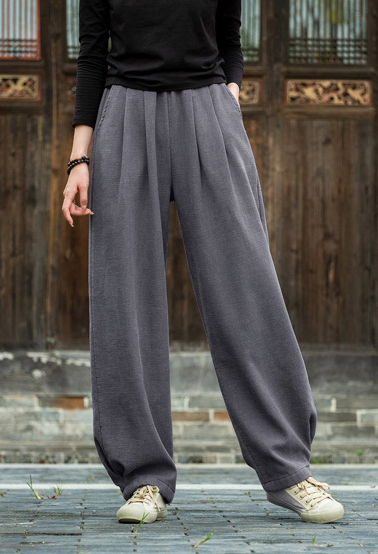 Women's Linen Pants, Loose Casual Elastic Waist Linen Pants