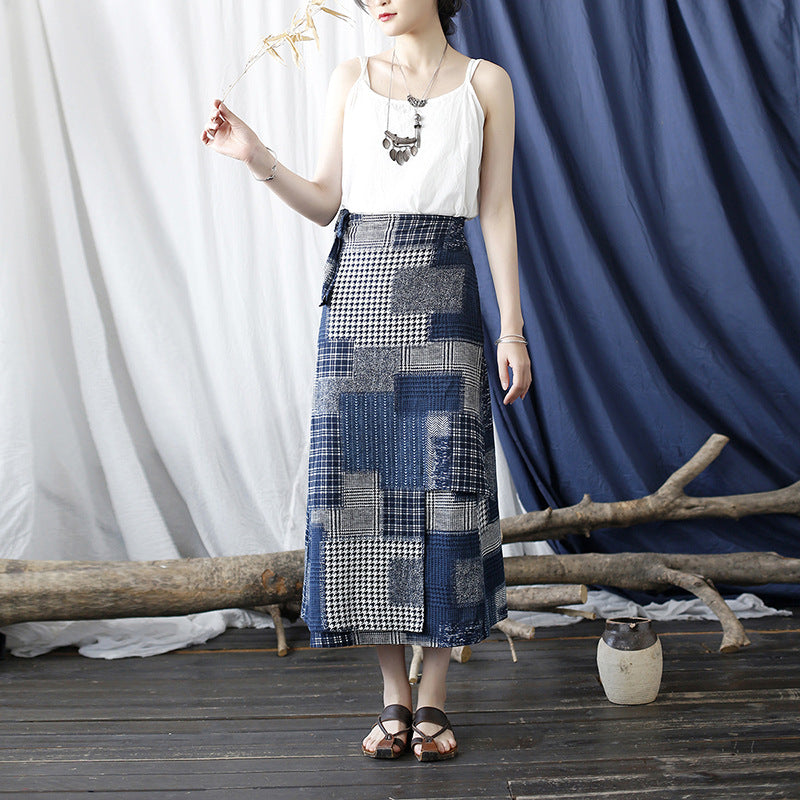 Summer Printed skirt, Printed Wrap skirt, Vintage Chinese skirt