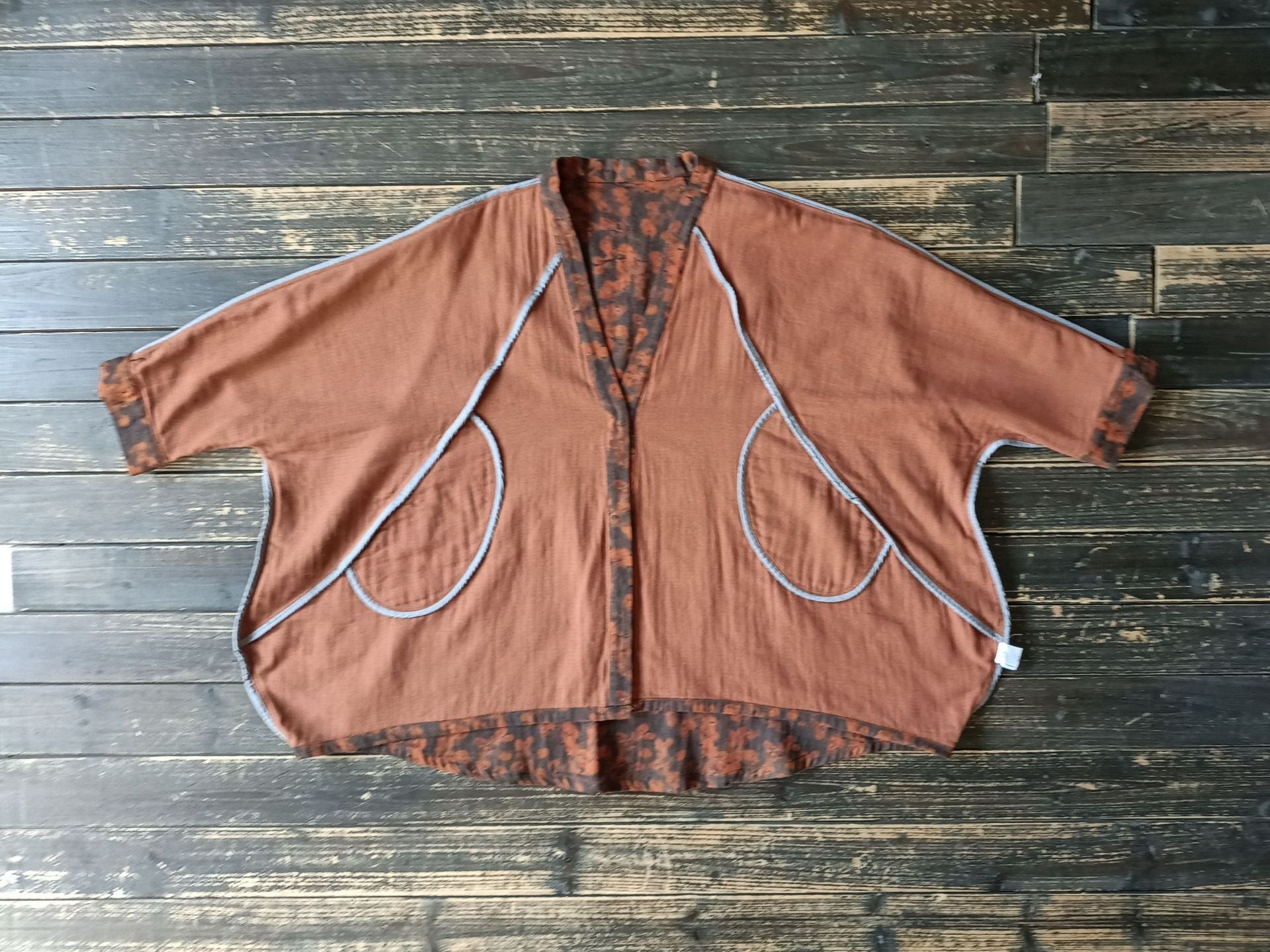 Vintage Printed Kimono, Chinese Loose Casual Cotton Linen Jacket