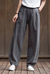 Women's Summer Linen Pants, 11 Color Loose Casual Elastic Waist Cotton Linen Pants