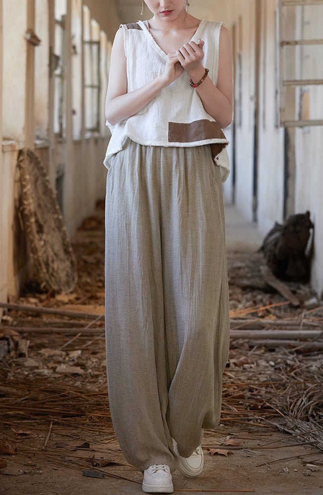 Summer Cotton Linen Linen Pants, Loose Casual Cotton Linen Pants