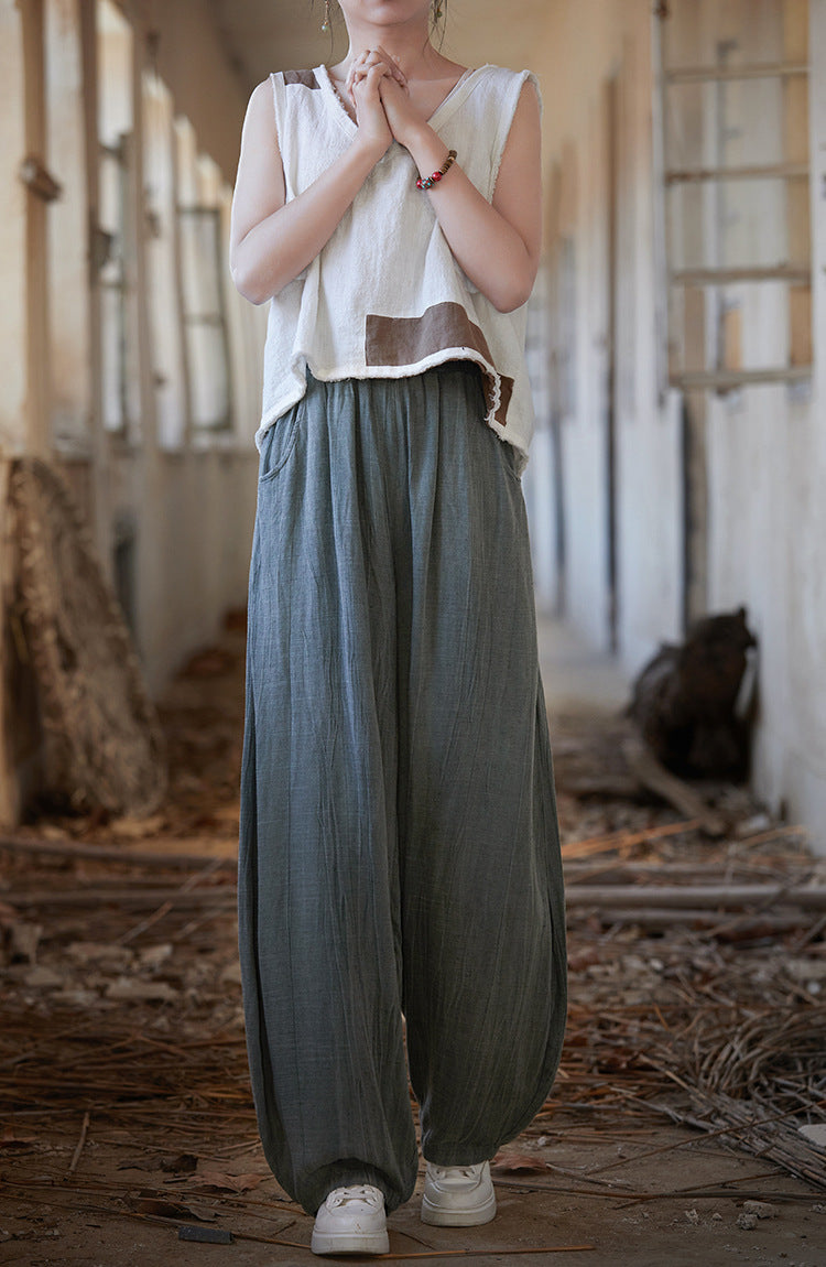 Summer Cotton Linen Linen Pants, Loose Casual Cotton Linen Pants