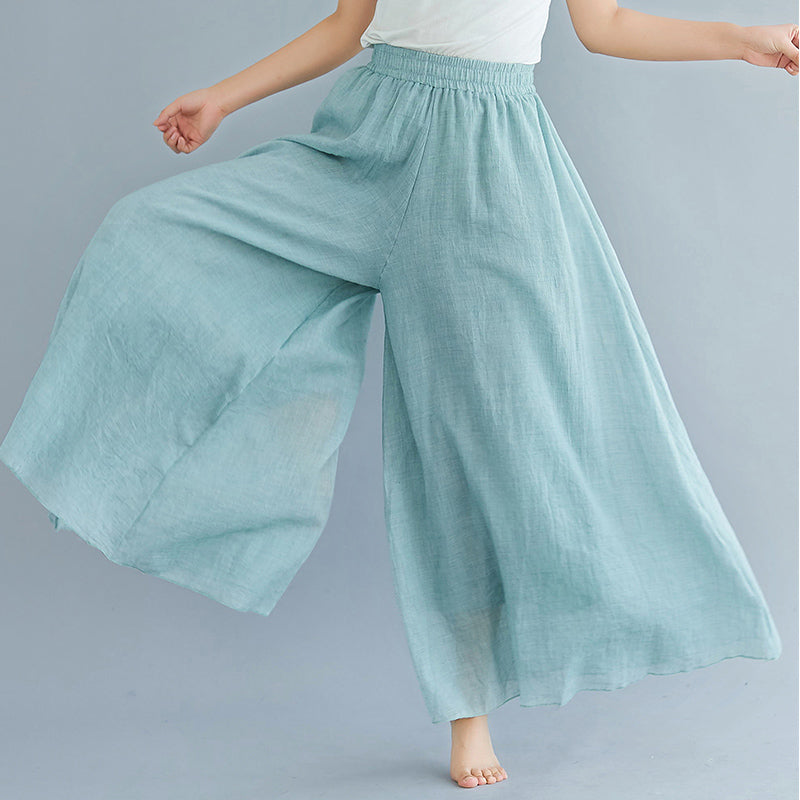 Summer cotton elasticated waist wide leg pants.