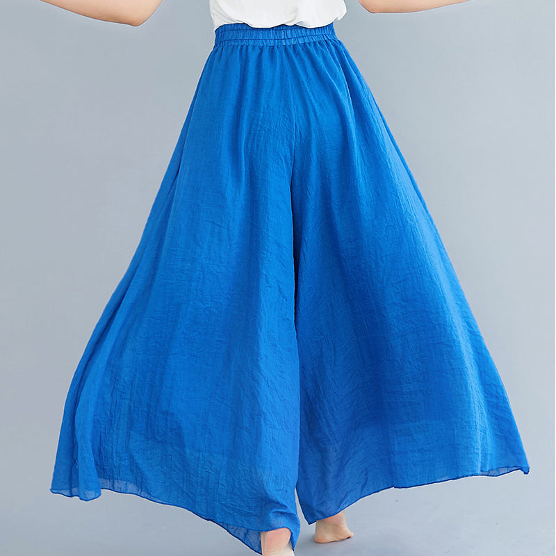 Summer cotton elasticated waist wide leg pants.