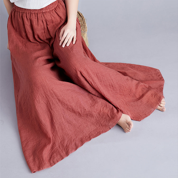 Summer cotton elasticated waist wide leg pants.