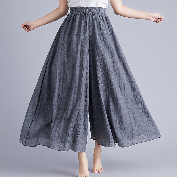 Summer cotton elasticated waist wide leg pants.