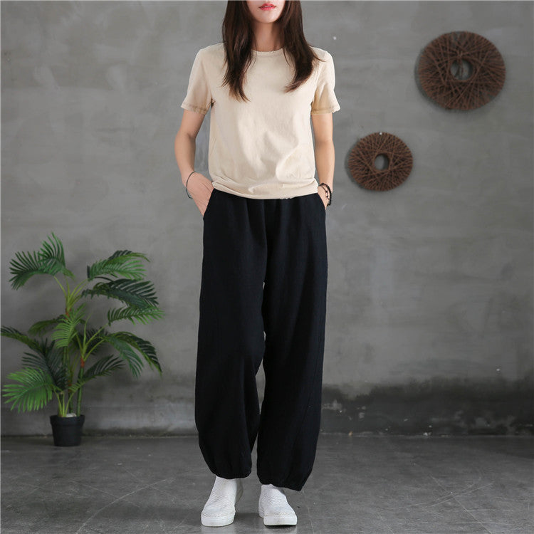 Women's casual linen pants,vintage cotton linen pants