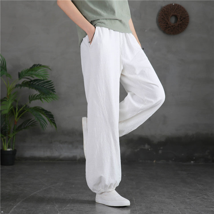 Women's casual linen pants,vintage cotton linen pants