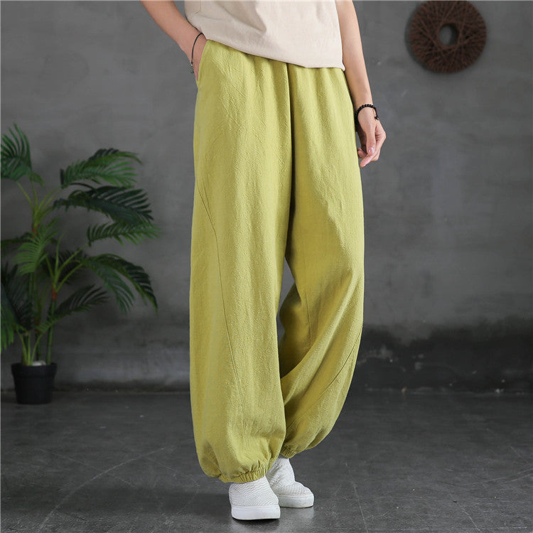 Women's casual linen pants,vintage cotton linen pants