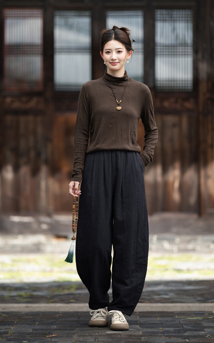 2026 Winter New Arrival: Original Cotton-Linen Pants with Piping and Pleats—Slimming, Zen-Inspired Casual Pants for Women, Versatile Long Pants