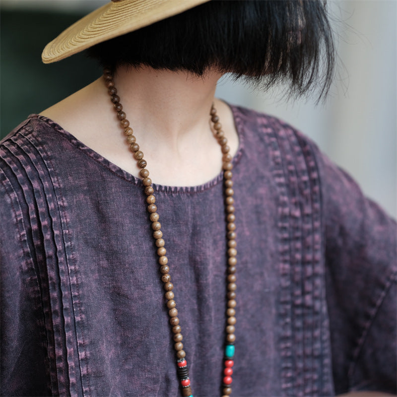 Purple linen shirt,vintage washed linen shirt,casual linen shirt plus size