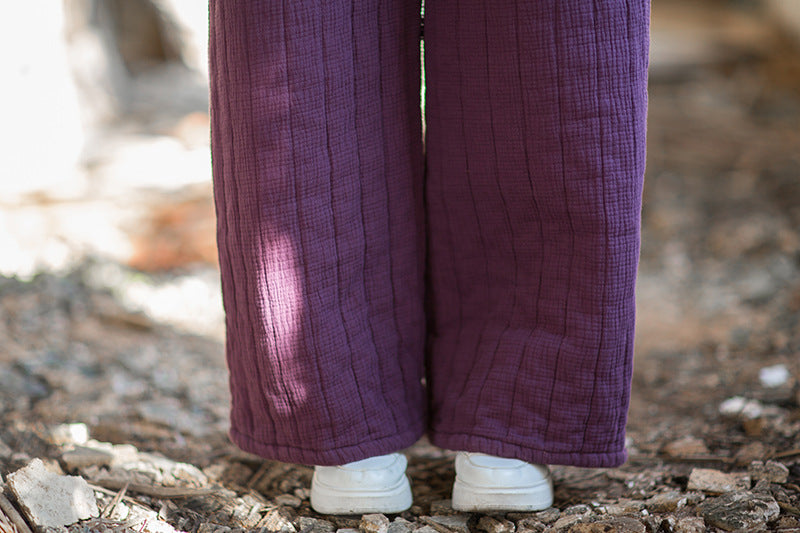 2026 Winter New Arrival: Quilted Vertical-Check Pants—Original, Artistic, Fashionable, Retro, Textured, Soft, and Versatile Women's Cotton Pants