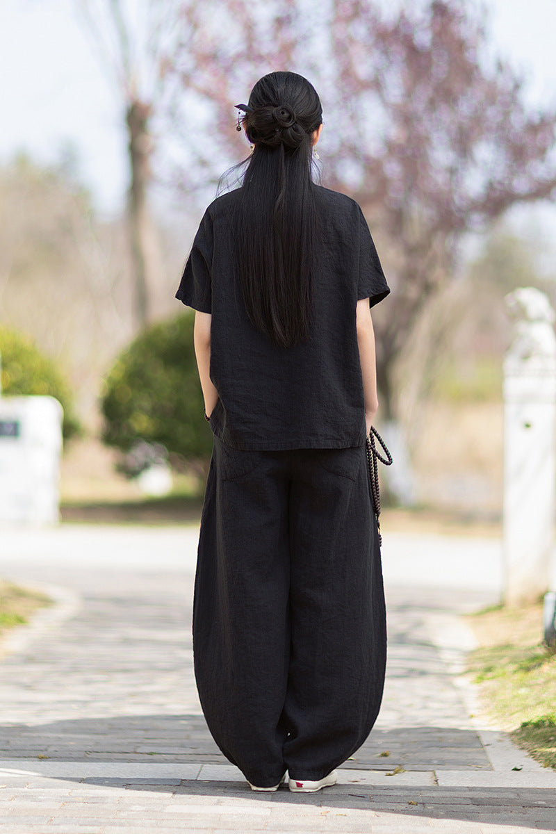 Women's Lightweight Linen Vintage-Style Summer Shirt, New Arrival: Zen-Inspired Stand-Up Collar with Button Closure 20260511