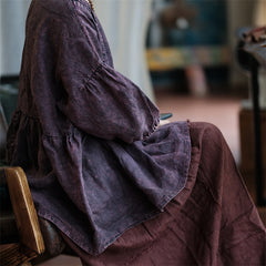 Purple linen shirt,vintage washed linen shirt,casual linen shirt plus size