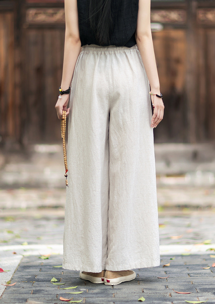 New Arrival: Versatile, Artistic Tie-Waist Relaxed-Fit Skirt-Pants for Women—Lightweight Tencel-Linen Wide-Leg Pants with Flowing Drape 20260511