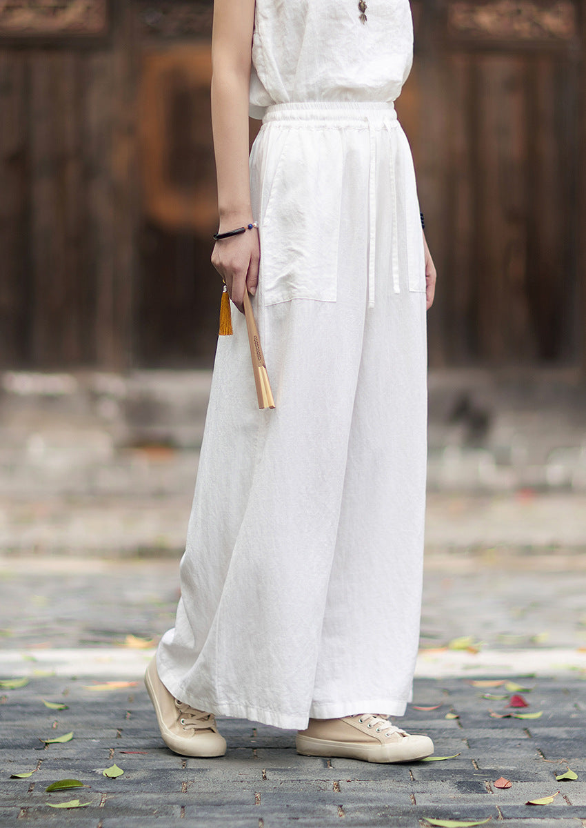 New Arrival: Versatile, Artistic Tie-Waist Relaxed-Fit Skirt-Pants for Women—Lightweight Tencel-Linen Wide-Leg Pants with Flowing Drape 20260511