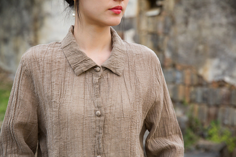 Summer Cotton  Linen shirt, Vintage Chinese  shirt, 20250408