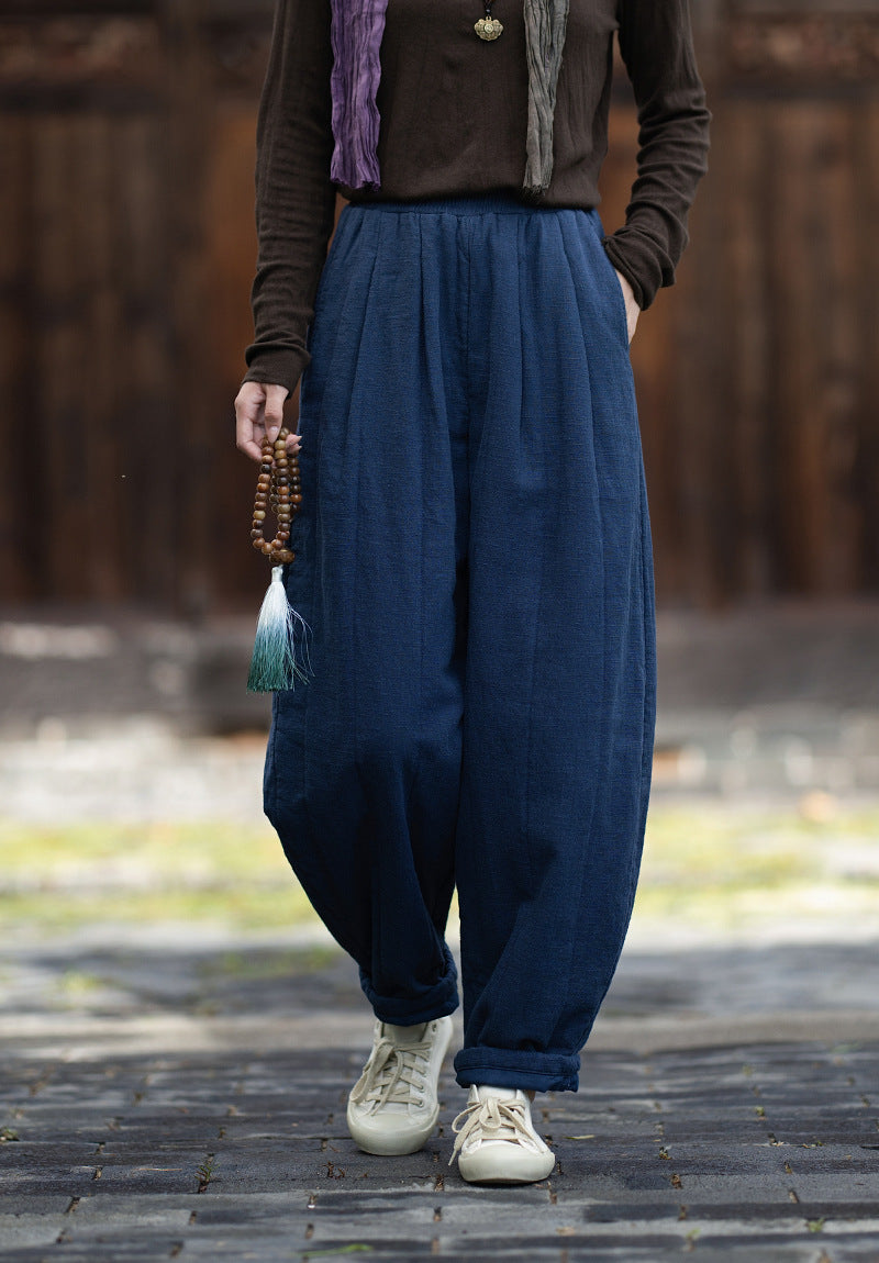 2026 Winter New Arrival: Original Cotton-Linen Pants with Piping and Pleats—Slimming, Zen-Inspired Casual Pants for Women, Versatile Long Pants