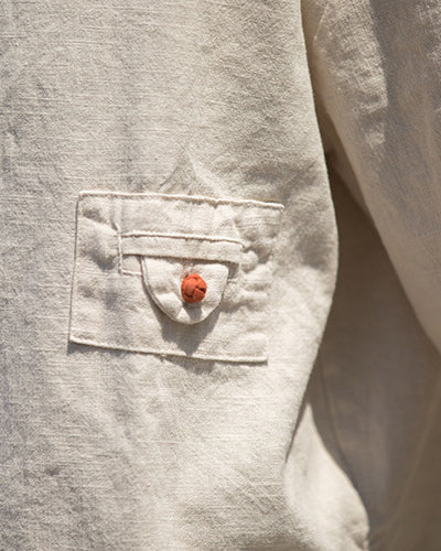 Summer cotton linen Chinese stand-up collar shirt, sandwashed frog button women's long-sleeved shirt 20240714