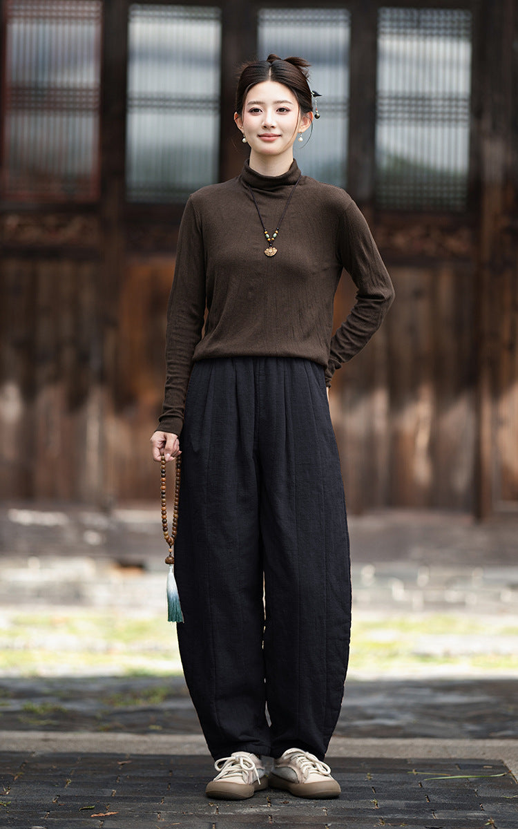 2026 Winter New Arrival: Original Cotton-Linen Pants with Piping and Pleats—Slimming, Zen-Inspired Casual Pants for Women, Versatile Long Pants