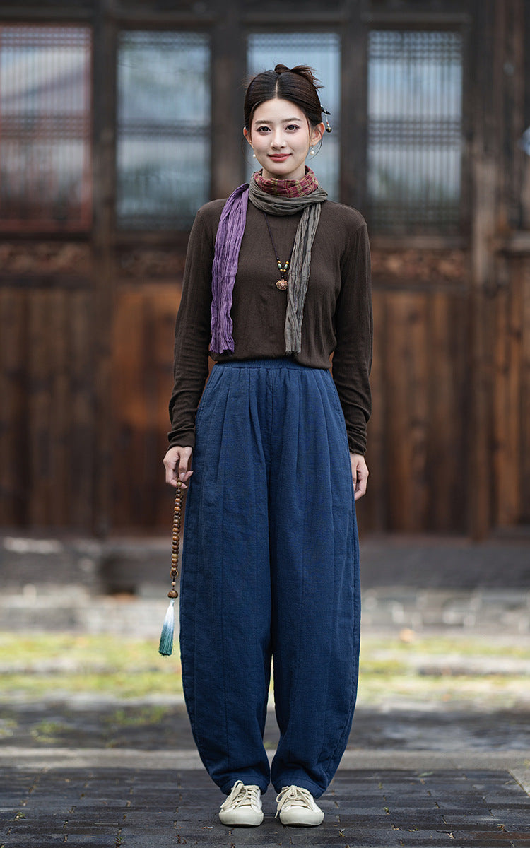 2026 Winter New Arrival: Original Cotton-Linen Pants with Piping and Pleats—Slimming, Zen-Inspired Casual Pants for Women, Versatile Long Pants