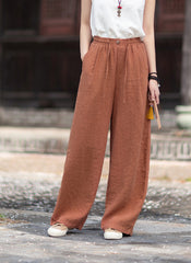 New Summer Collection: Women's Cotton-Linen Artistic and Versatile Casual Linen Pants with Drawstring Elastic Waist, Flowing Silhouette, and Slimming Straight Legs 20260511