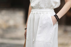 New Arrival: Versatile, Artistic Tie-Waist Relaxed-Fit Skirt-Pants for Women—Lightweight Tencel-Linen Wide-Leg Pants with Flowing Drape 20260511