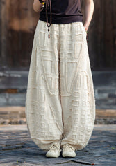 Original personality patchwork natural burlap linen lantern pants personality female wide-legged pants (fall and winter) 20240920