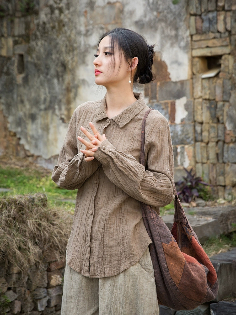 Summer Cotton  Linen shirt, Vintage Chinese  shirt, 20250408
