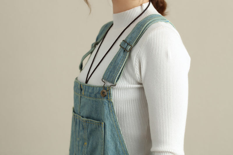 Stonewashed cotton overalls, women's denim washed overalls