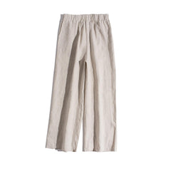 Elastic Waist Loose Casual Linen Wide Leg Pants, Summer Casual Linen Ankle Pants 20240821