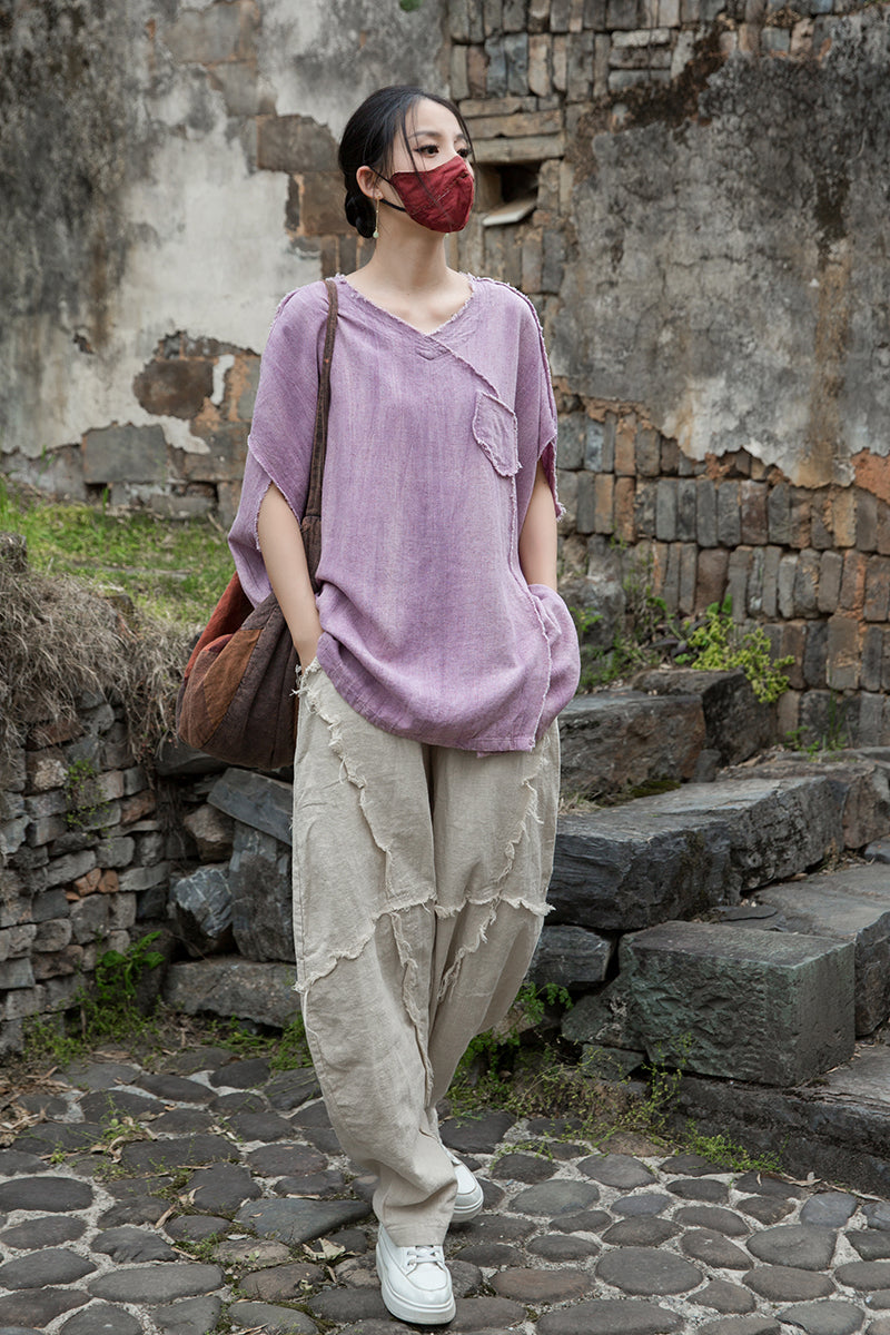 Summer Chinese loose cardigan, cotton linen washed frog long shirt 20250604