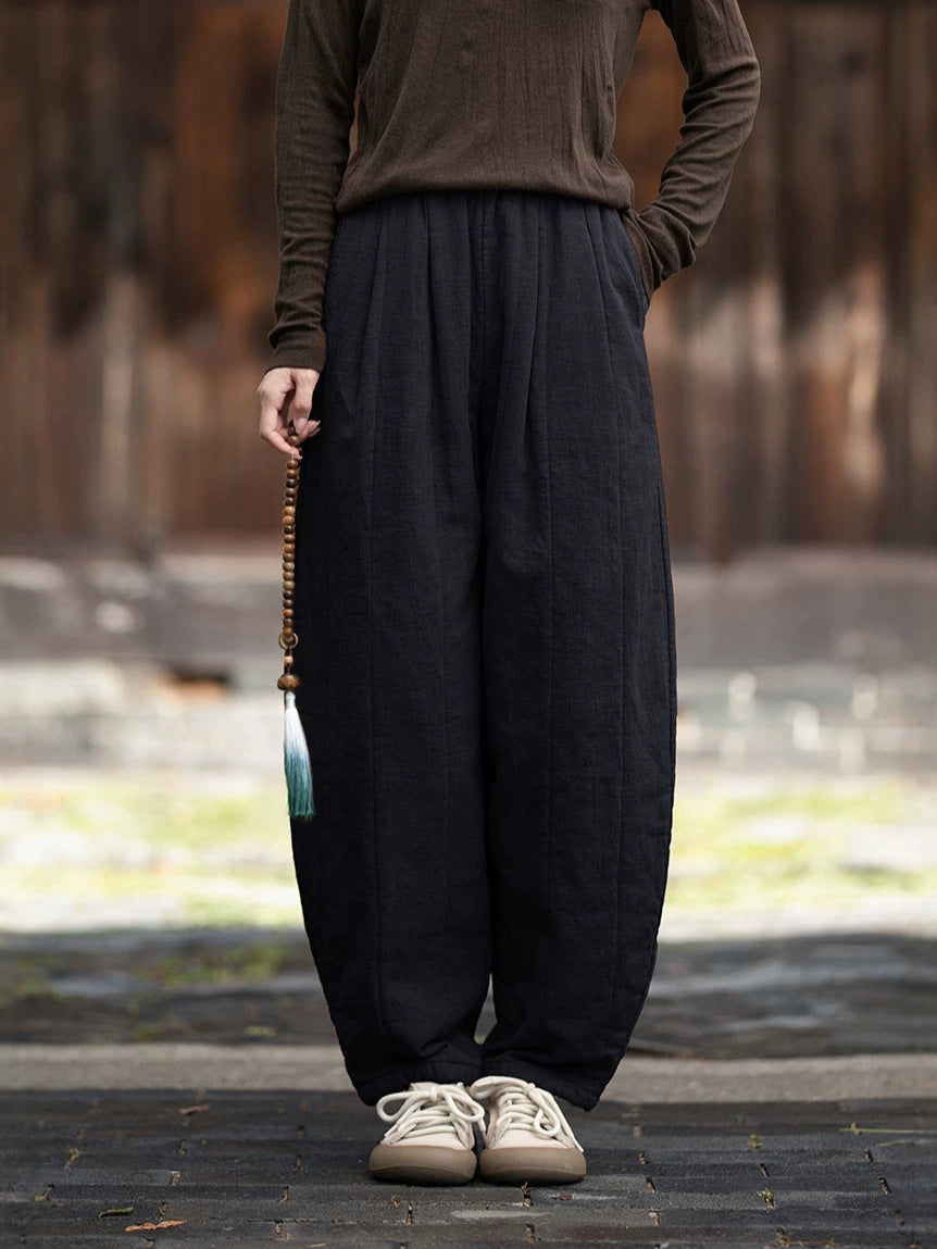 2026 Winter New Arrival: Original Cotton-Linen Pants with Piping and Pleats—Slimming, Zen-Inspired Casual Pants for Women, Versatile Long Pants