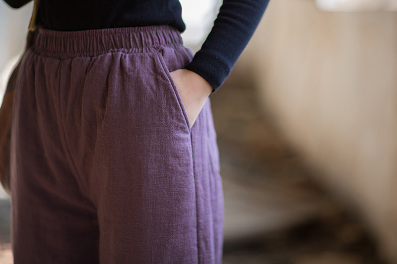 2026 Winter Cotton-Linen Women's Fashion: New Arrival—Original, Unique, Versatile, and Warm Women's Straight-Leg Quilted Trousers with Ramie and Cotton Padding