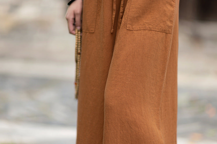 New Arrival: Versatile, Artistic Tie-Waist Relaxed-Fit Skirt-Pants for Women—Lightweight Tencel-Linen Wide-Leg Pants with Flowing Drape 20260511