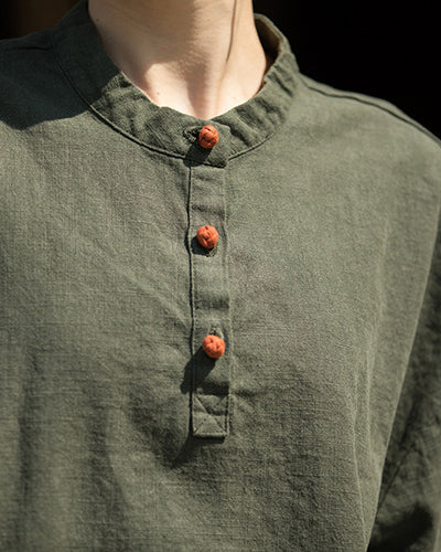 Summer Cotton Chinese t-shirt,cotton linen Washed Plate Button Women's Short Sleeve T-Shirt 20240714